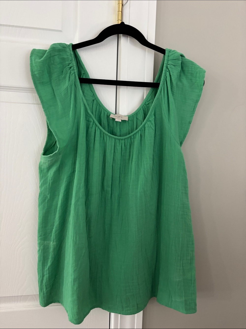 LOFT Bright Green Flutter Sleeve Tank Top